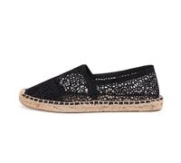FANSU Hollow Out Women Solid Color Espadrilles, Comfortable and Portable Women's Espadrille Shoes, Slip-on Flat Espadrilles, Ladies Canvas Shoes No Laces Black