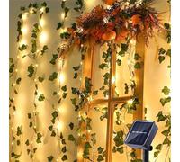 FANSU Ivy Style LED Garden Lights, 8 Modes Indoor/Outdoor Solar String Lights, Solar Lights Outdoor Garden, for Patio Yard Home Christmas Parties Wedding Decorations (Green,10M/100LED)