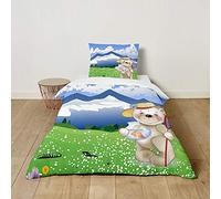 FANSU Kids Boys Girls Duvet Cover 2 Piece Bedding Set, Super cute plush Bear Printing Children Quilt Cover & Pillow Set for Nursery Toddler Cot Single Size Bed (Nature,120x150cm+40x60cm)