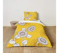 FANSU Kids Girls Boys Duvet Cover 2 Piece Bedding Set, 3D Sunflower Print Children Quilt Cover & Pillow Set for Nursery Toddler Cot Single Size Bed (Yellow,120x150cm+40x60cm)