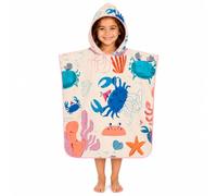 FANSU Kids Hooded Beach Towel Soft Microfibre Changing Robe for Boys Girls Quick Dry Bath Towel for Toddlers Swimming Pool Holiday Essentials Poncho (Blue crab,60x60cm)