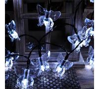FANSU LED Garden Lights, 8 Modes Indoor/Outdoor Solar String Lights, Butterfly Pattern Solar Lights Outdoor Garden,for Patio Yard Home Christmas Parties Wedding Decorations (White,6.5m/30 LED)