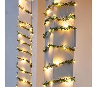 FANSU LED Rattan Garden Lights, 8 Modes Indoor/Outdoor Solar String Lights, Leaves Solar Lights Outdoor Garden, for Patio Yard Home Christmas Parties Wedding Decorations (Green Leaf,2M/20LED)