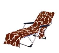 FANSU Lounge Chair Beach Towel, Portable Microfiber Beach Chair Covers with Side Pocket, for Pool Hotel Outdoor Holiday Garden Sunlounger Recliners (75x210cm,Giraffe pattern)