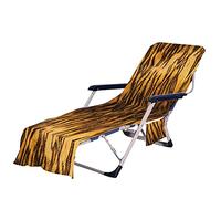 FANSU Lounge Chair Beach Towel, Portable Microfiber Beach Chair Covers with Side Pocket, for Pool Hotel Outdoor Holiday Garden Sunlounger Recliners (75x210cm,Tiger pattern)