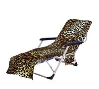 FANSU Lounge Chair Beach Towel, Portable Microfiber Beach Chair Covers with Side Pocket, for Pool Hotel Outdoor Holiday Garden Sunlounger Recliners (75x210cm,Brown Leopard)
