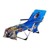 FANSU Lounge Chair Beach Towel, Portable Microfiber Beach Chair Covers with Side Pocket, for Pool Hotel Outdoor Holiday Garden Sunlounger Recliners (75x210cm,deep sea)