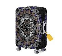 FANSU Luggage Cover Suitcase Elastic Trolley Case Cover Luxury Mandala Exotic Print Thicken Wear Resistant Anti-Scratch Wheeled Luggage Business Travel Cabin Case Cover (M:22-24 inch,Black)