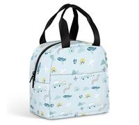 FANSU Lunch Bag, Blue Car Print Insulated Lunch Bag, Wide Open Portable Cooler Lunchbox, Waterproof Leak-Proof Reusable Totes, Men Women Kids Handbag for Beach, Camping (Blue 2,22x20x13cm)