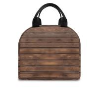 FANSU Lunch Bag, Brown Wooden Board Insulated Lunch Bag, Wide Open Portable Cooler Lunchbox, Waterproof Leak-Proof Reusable Totes, Men Women Kids Handbag for Outdoor, Beach (Brown 4,OneSize)