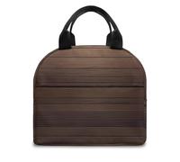 FANSU Lunch Bag, Brown Wooden Board Insulated Lunch Bag, Wide Open Portable Cooler Lunchbox, Waterproof Leak-Proof Reusable Totes, Men Women Kids Handbag for Outdoor, Beach (Brown 6,OneSize)
