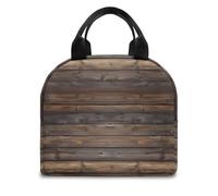 FANSU Lunch Bag, Brown Wooden Board Insulated Lunch Bag, Wide Open Portable Cooler Lunchbox, Waterproof Leak-Proof Reusable Totes, Men Women Kids Handbag for Outdoor, Beach (Brown 5,OneSize)