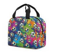 FANSU Lunch Bag, Football Series Insulated Lunch Bag, Wide Open Portable Cooler Lunchbox, Waterproof Leak-Proof Reusable Totes, Men Women Kids Handbag for Outdoor, Beach, Camping (Colorful,OneSize)
