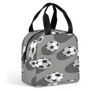 FANSU Lunch Bag, Football Series Insulated Lunch Bag, Wide Open Portable Cooler Lunchbox, Waterproof Leak-Proof Reusable Totes, Men Women Kids Handbag for Outdoor, Beach, Camping (Gray,22x20x13cm)