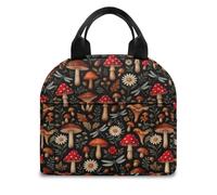 FANSU Lunch Bag, Mushroom Print Insulated Lunch Bag, Wide Open Portable Cooler Lunchbox, Waterproof Leak-Proof Reusable Totes, Men Women Kids Handbag for Beach, Camping, BBQ (Multicolor,OneSize)