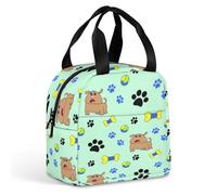 FANSU Lunch Bag, Puppy Print Insulated Lunch Bag, Wide Open Portable Cooler Lunchbox, Waterproof Leak-Proof Reusable Totes, Men Women Kids Handbag for Outdoor, Beach, Camping (Green,22x20x13cm)