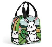 FANSU Lunch Bag, Rabbit Print Insulated Lunch Bag, Wide Open Portable Cooler Lunchbox, Waterproof Leak-Proof Reusable Totes, Men Women Kids Handbag for Camping, Beach, Picnic (Rabbits and Farms)