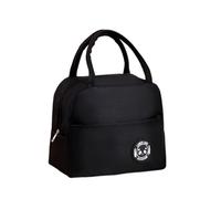 FANSU Lunch Bag, Solid Color Insulated Lunch Bag, Wide Open Portable Cooler Lunchbox, Waterproof Leak-Proof Reusable Totes, Men Women Kids Handbag for Camping, Beach, Travel, Picnic BBQ (Black)