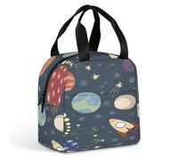 FANSU Lunch Bag, Space Pattern Insulated Lunch Bag, Wide Open Portable Cooler Lunchbox, Waterproof Leak-Proof Reusable Totes, Men Women Kids Handbag for Outdoor, Beach, Camping (Blue 3,22x20x13cm)