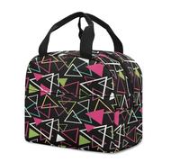 FANSU Lunch Bag, Triangle Print Insulated Lunch Bag, Wide Open Portable Cooler Lunchbox, Waterproof Leak-Proof Reusable Totes, Men Women Kids Handbag for Outdoor, Beach, Camping (Multi-Color,OneSize)
