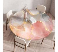 FANSU Marble Round Tablecloth Elastic Edged Fitted Wipe Wipeable Clean Table Cover,for Home Restaurant Dining Party,Indoor Outdoor Patio Use (Marble Pattern 9,90cm)