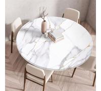 FANSU Marble Round Tablecloth Elastic Edged Fitted Wipe Wipeable Clean Table Cover,for Home Restaurant Dining Party,Indoor Outdoor Patio Use (Marble Pattern 5,120cm)