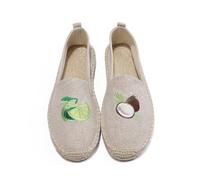 FANSU Men Women 3D Simple Print Espadrilles, Comfortable and Portable Women's Espadrille Shoes, Slip-on Flat Espadrilles, Ladies Canvas Shoes No Laces Green Lemon