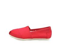FANSU Men Women Simple Solid Color Espadrilles, Comfortable and Portable Women's Espadrille Shoes, Slip-on Flat Espadrilles, Ladies Canvas Shoes No Laces UK 4-10 Size Red