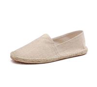 FANSU Men Women Solid Color Espadrilles, Comfortable and Portable Women's Espadrille Shoes, Slip-on Flat Espadrilles, Ladies Canvas Shoes No Laces UK 4-10 Size Beige