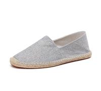FANSU Men Women Solid Color Espadrilles, Comfortable and Portable Women's Espadrille Shoes, Slip-on Flat Espadrilles, Ladies Canvas Shoes No Laces UK 4-10 Size Grey