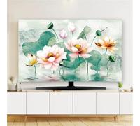 FANSU Modern Floral Style TV Dust Cover,TV Screen Cover,Universal Elastic Television All-Inclusive Protection,Computer Dust for 32” to 80” Television/PC Display Decoration (Lotus,45-48Inch)