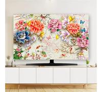 FANSU Modern Floral Style TV Dust Cover,TV Screen Cover,Universal Elastic Television All-Inclusive Protection,Computer Dust for 32” to 80” Television/PC Display Decoration (Butterfly,32Inch)