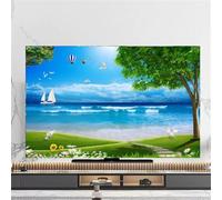 FANSU Modern Landscape Print TV Dust Cover,TV Screen Cover,Universal Elastic Television All-Inclusive Protection,Computer Dust for 32” to 80” Television/PC Display Decoration (Landscape,75Inch)