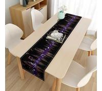 FANSU Modern Table Runner,Table Runners for Dining Table 3D Music Print Table Runner Decoration,Washable Table Runners,for Holiday Party Wedding Christmas Decorations (Black,33x160cm)