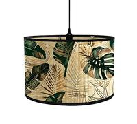 FANSU Modern Tropical Plant Pendant Lampshade, Round Drum Shade - Easy Fit Ceiling Pendant for Living Rooms, Bedroom, Hallways, Reading Room (Golden Green, 30x30x20cm)