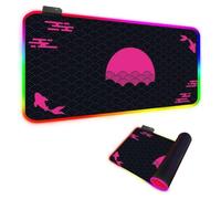 FANSU Moon Pattern Mouse Pad RGB Extra Large Gaming Mouse Mat LED Light Up Desk Pad with Non-Slip Rubber Base Surface Computer Keyboard Mousepad (Pink,700x300x4mm)