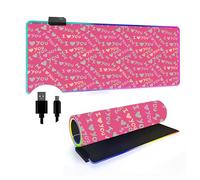 FANSU Mouse Pad RGB, Cute Pattern Extra Large Gaming Mouse Mat LED Light Up Desk Pad with Non-Slip Rubber Base Surface Computer Keyboard Mousepad (Dark Pink,600x300x4mm)