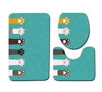 FANSU Non-Slip Bath Mat 3 Piece, Absorbent Bathroom Mat & U Shape Toilet Rug Soft Plush Pedestal Set Washable Bath Rugs for Toilet Tub Shower Kitchen (50x80cm,cat paw)
