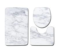 FANSU Non-Slip Bath Mat 3 Piece, Absorbent Bathroom Mat & U Shape Toilet Rug Soft Plush Pedestal Set Washable Bath Rugs for Toilet Tub Shower Kitchen (50x80cm,Marble 1)