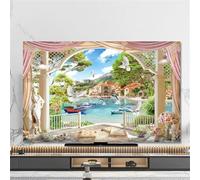 FANSU Nordic Landscape Print TV Dust Cover,TV Screen Cover,Universal Elastic Television All-Inclusive Protection,Computer Dust for 32” to 80” Television/PC Display Decoration (Seagulls,75Inch)
