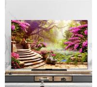 FANSU Nordic Landscape Print TV Dust Cover,TV Screen Cover,Universal Elastic Television All-Inclusive Protection,Computer Dust for 32” to 80” Television/PC Display Decoration (Garden,80Inch)