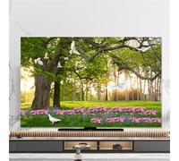 FANSU Nordic Landscape TV Dust Cover,TV Screen Cover,Universal Elastic Television All-Inclusive Protection,Computer Dust for 32” to 80” Television/PC Display Decoration (Florals,32Inch)