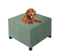 FANSU Ottoman Cover Square, Solid Color Jacquard Stretch Footstool Slipcover Small/Medium/Large/X-Large Storage Stool Protector Covers with Elastic Bottom, Slipcover Storage Footstool (Sage,L)
