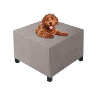 FANSU Ottoman Cover Square, Solid Color Jacquard Stretch Footstool Slipcover Small/Medium/Large/X-Large Storage Stool Protector Covers with Elastic Bottom, Slipcover Storage Footstool (Taupe,M)
