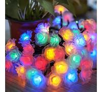 FANSU Outdoor Solar Garden Lights, Romantic Rose Fairy Lights Solar Powered Waterproof, 8 Modes Lighting, Decorative Lighting for Garden Party Wedding Festival Home (Multi-Color,5m 20LED)