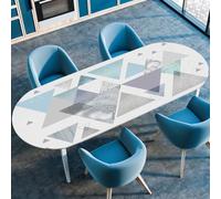 FANSU Oval Tablecloth Elastic Edged Fitted Wipe Wipeable Clean Northern Europe Table Cover,for Dining Room Kitchen Picnic Party,Indoor Outdoor Patio Use (122cmx183cm（48"x72"）,Triangle)