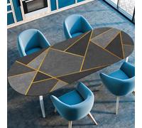 FANSU Oval Tablecloth Elastic Edged Fitted Wipe Wipeable Clean Northern Europe Table Cover,for Dining Room Kitchen Picnic Party,Indoor Outdoor Patio Use (91cmx152cm（36"x60"）,Dark gray)