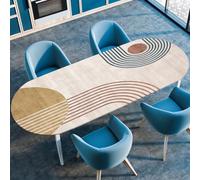 FANSU Oval Tablecloth Elastic Edged Fitted Wipe Wipeable Clean Northern Europe Table Cover,for Dining Room Kitchen Picnic Party,Indoor Outdoor Patio Use (91cmx152cm（36"x60"）,Nordic)