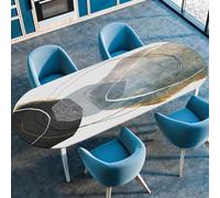 FANSU Oval Tablecloth Elastic Edged Fitted Wipe Wipeable Clean Northern Europe Table Cover,for Dining Room Kitchen Picnic Party,Indoor Outdoor Patio Use (107cmx165cm（42"x65"）,Gray)