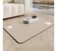 FANSU Pet Food Mat, Absorbent Quick Dry Pet Mats for Food Bowls, Washable Diatomite Feeding Mat, Non Slip Dog Slow Feeder Rug for Dogs and Cats Food Water Bowls (Beige,45x60cm)